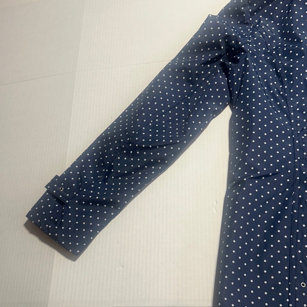NWT Weathrproof Navy & white Polka Dot Raincoat w pockets zipper and buttons - Picture 13 of 15